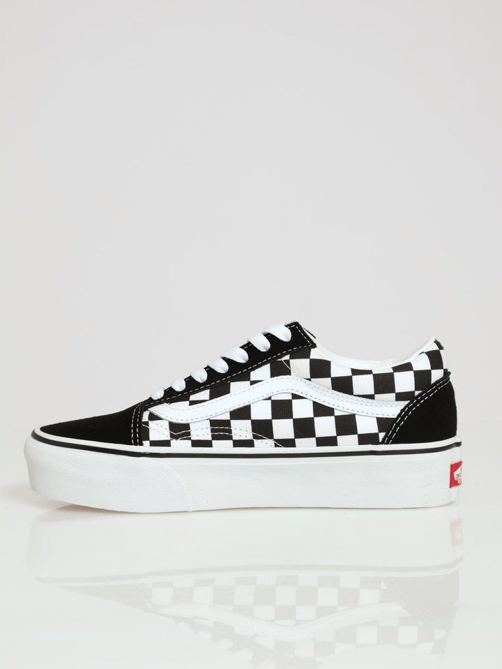 Old Skool Checkerboard Lace Up Platform Sneaker - Black/White
