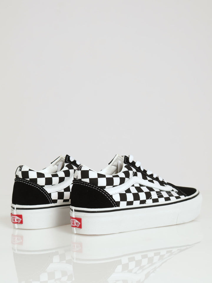 Old Skool Checkerboard Lace Up Platform Sneaker - Black/White