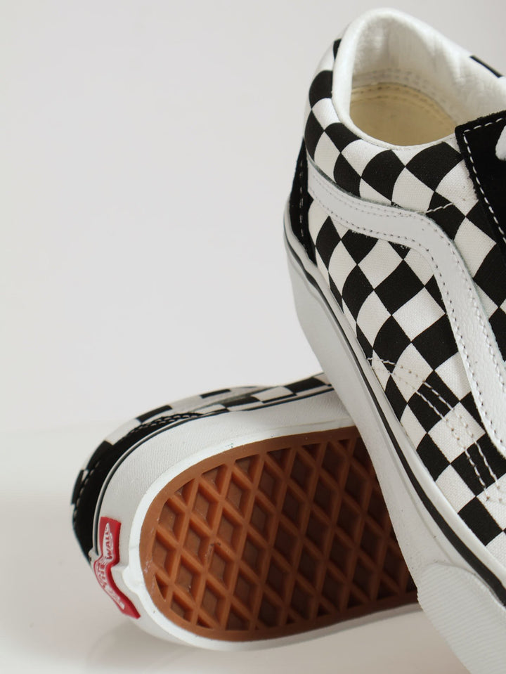 Old Skool Checkerboard Lace Up Platform Sneaker - Black/White