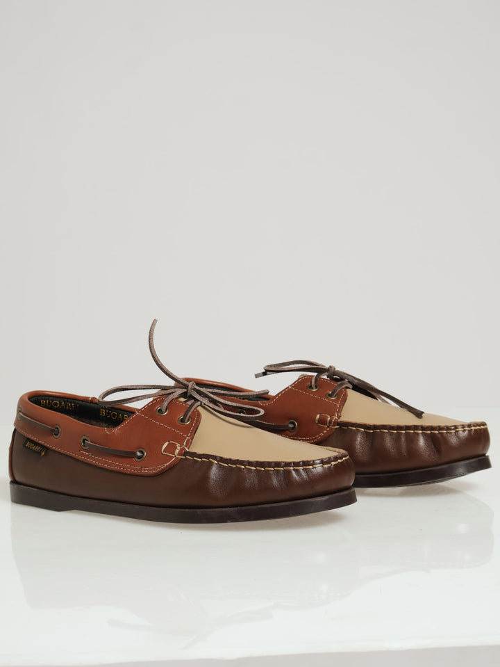 Fashion 3 Tone Boat Shoe - Chocolate