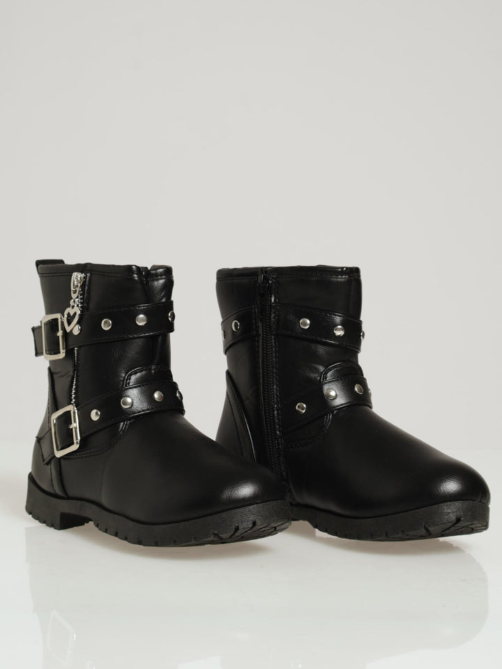 Girls Biker Boots - Black