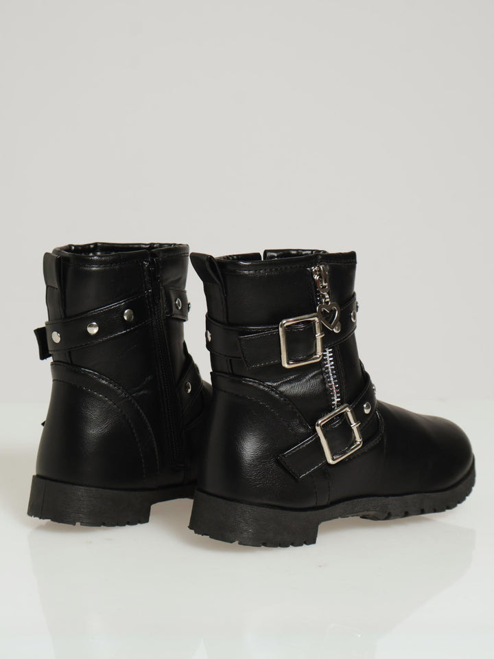 Girls Biker Boots - Black