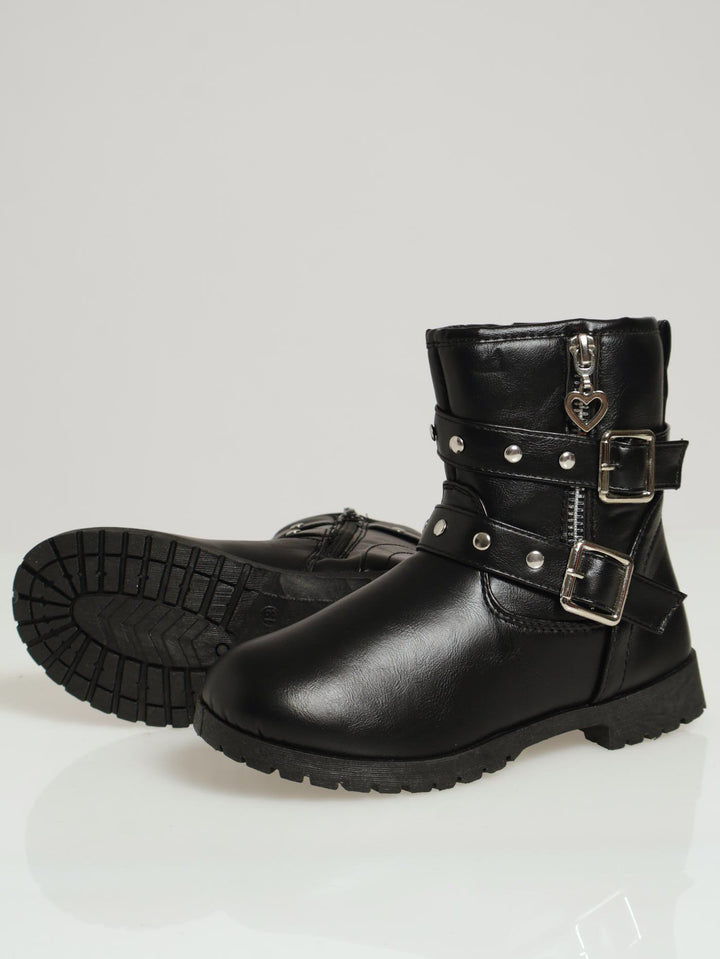 Girls Biker Boots - Black