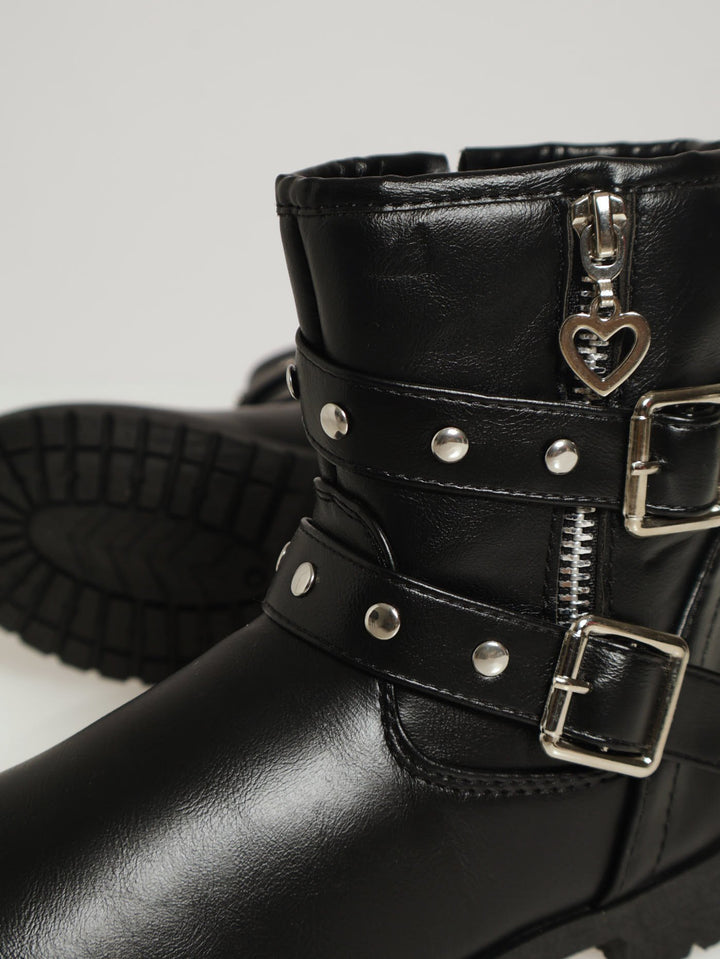 Girls Biker Boots - Black