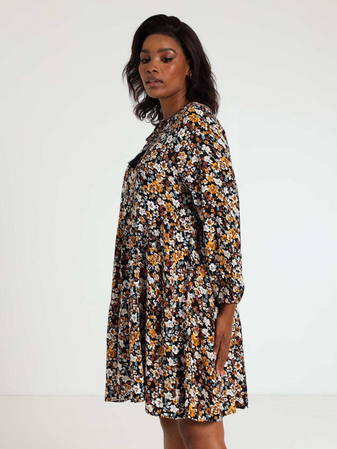 Long Sleeve Tassel Tiered Dress