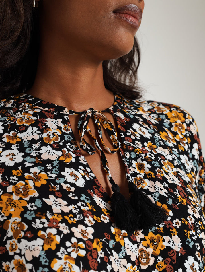 Long Sleeve Tassel Tiered Dress