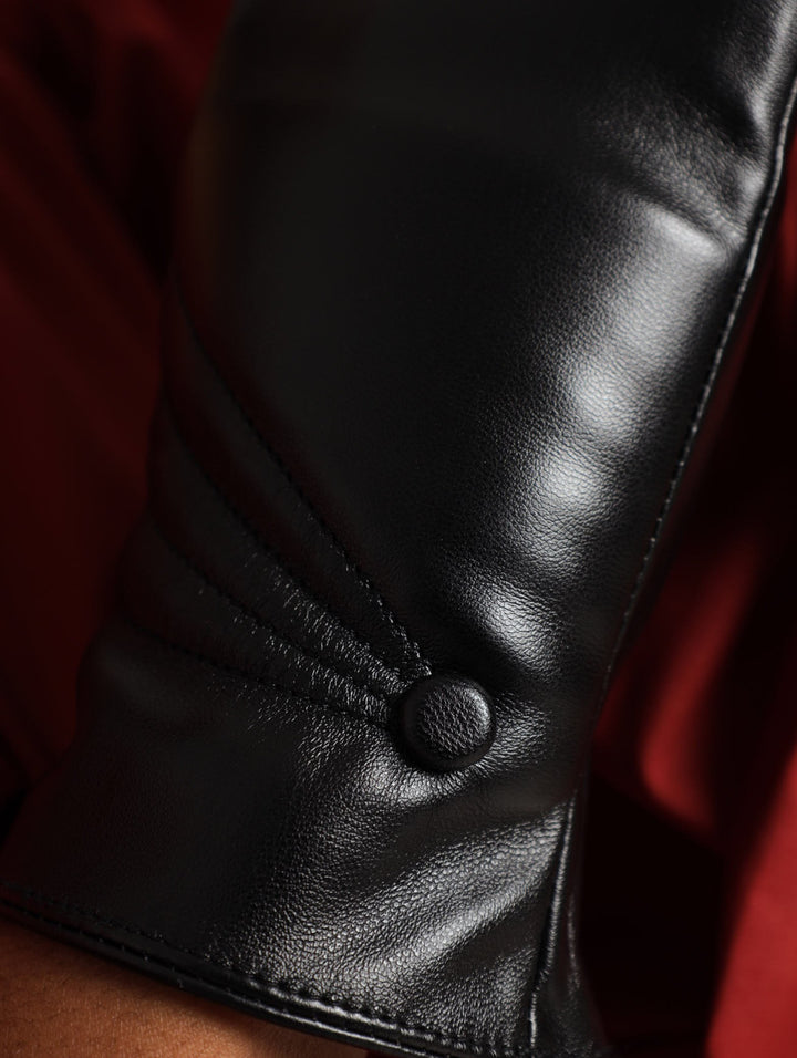 Button Detail Glove - Black
