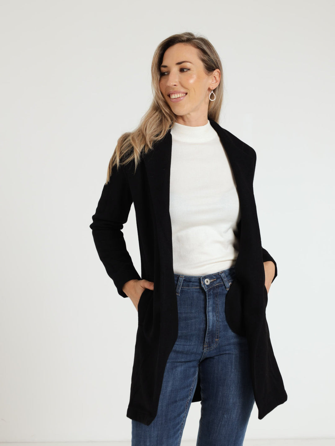 Melton Blazer Coat - Black