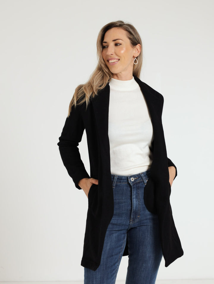Melton Blazer Coat - Black