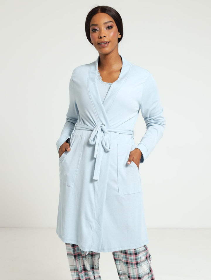 Rib Knit Texture Gown - Blue