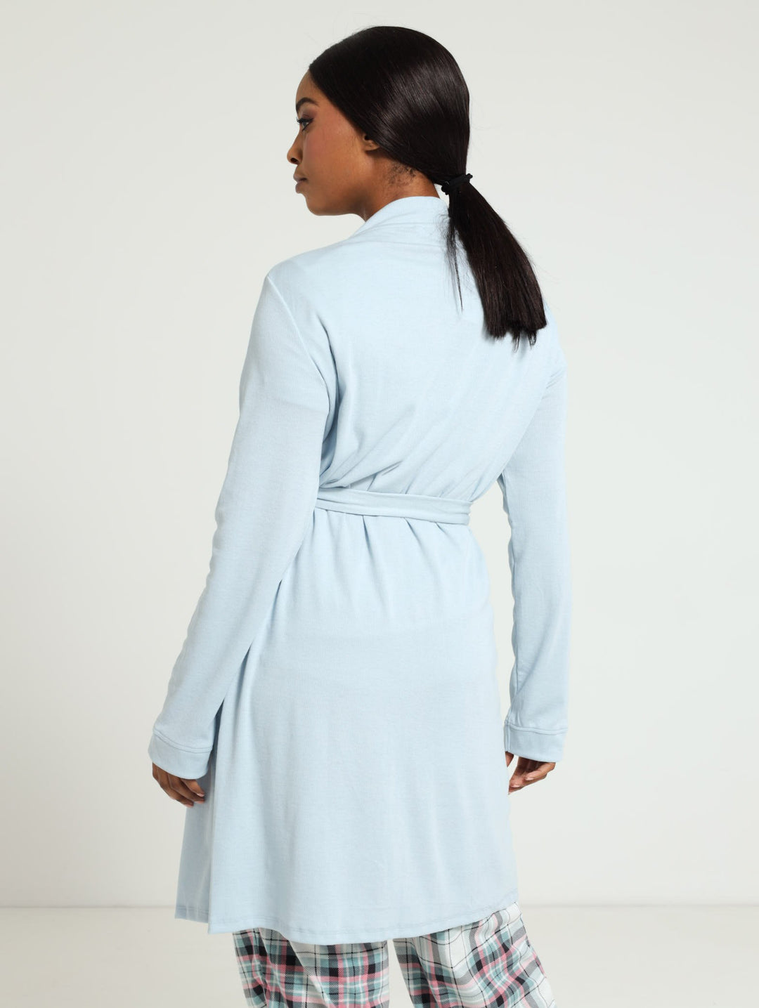 Rib Knit Texture Gown - Blue