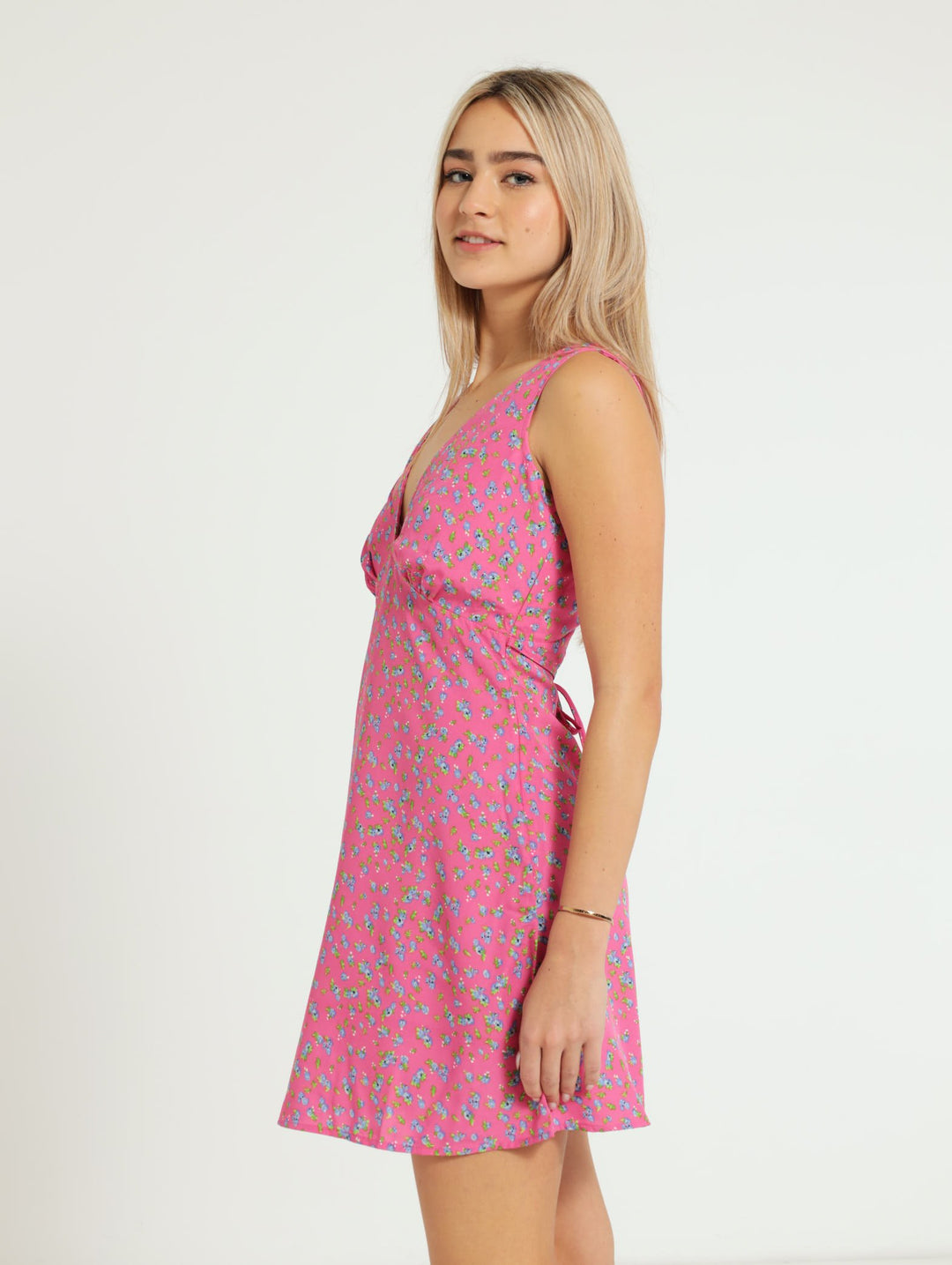 Ditsy Floral Skater Dress - Pink