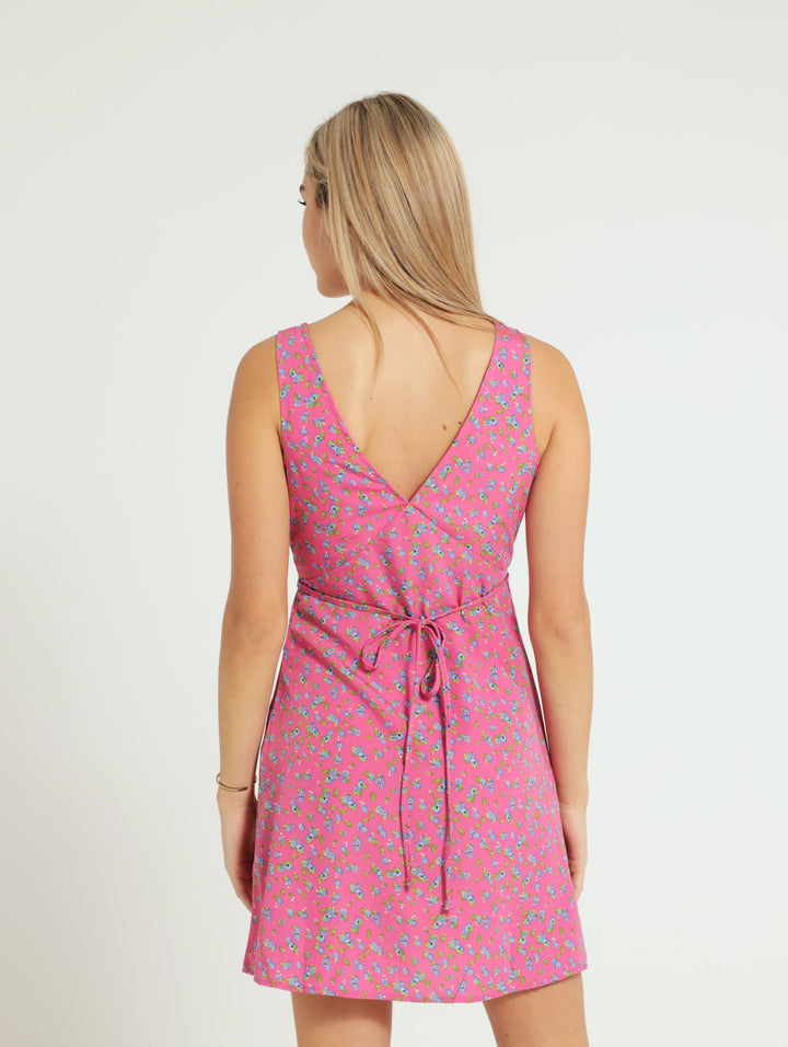Ditsy Floral Skater Dress - Pink