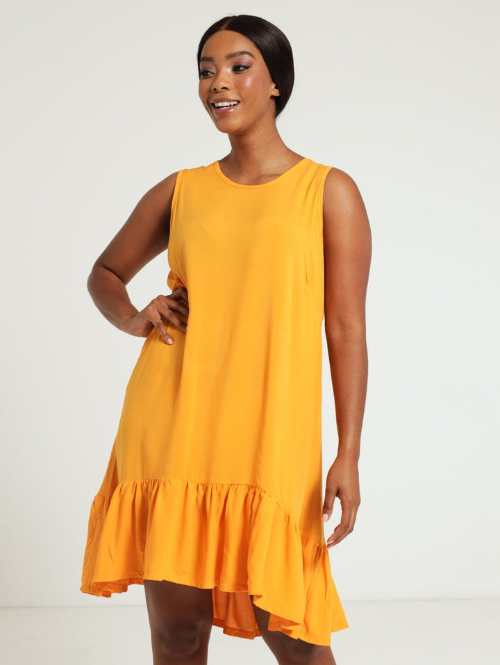 Tier Hem Shift Dress - Light Orange