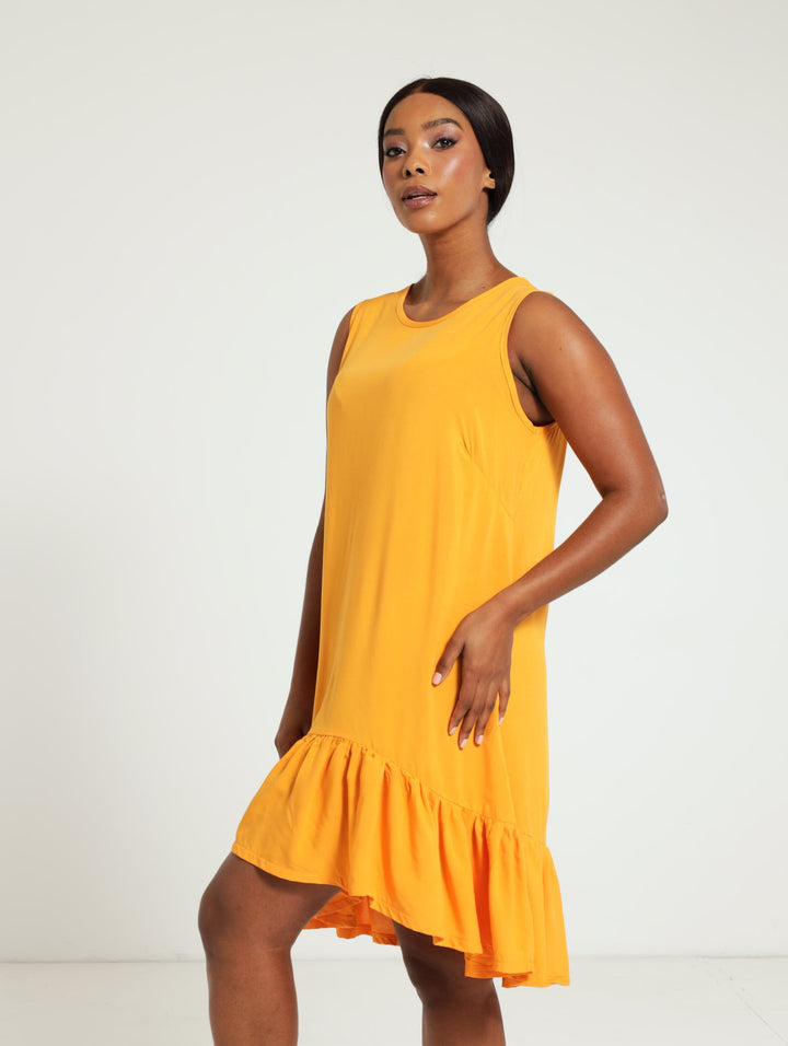 Tier Hem Shift Dress - Light Orange