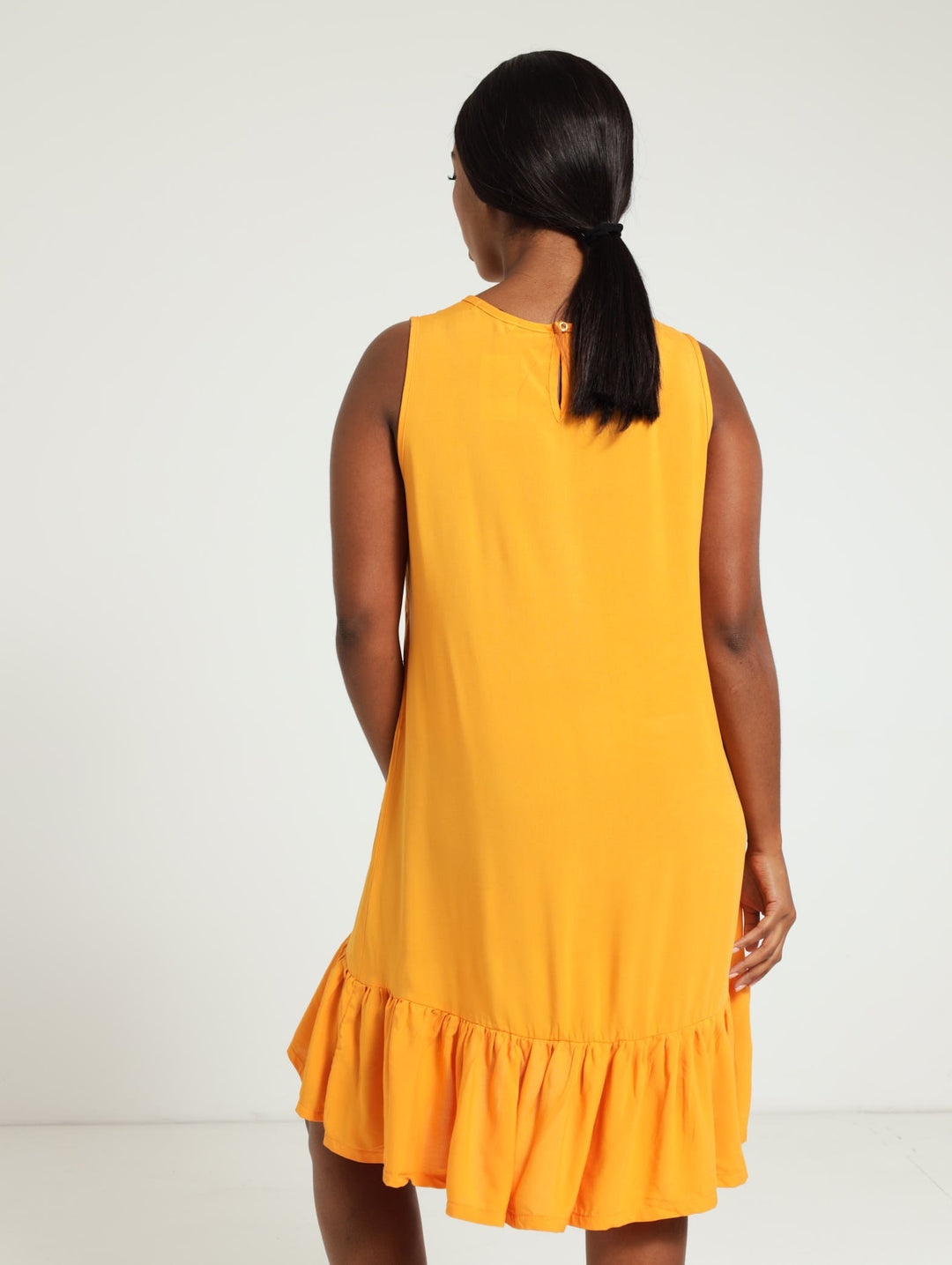 Tier Hem Shift Dress - Light Orange