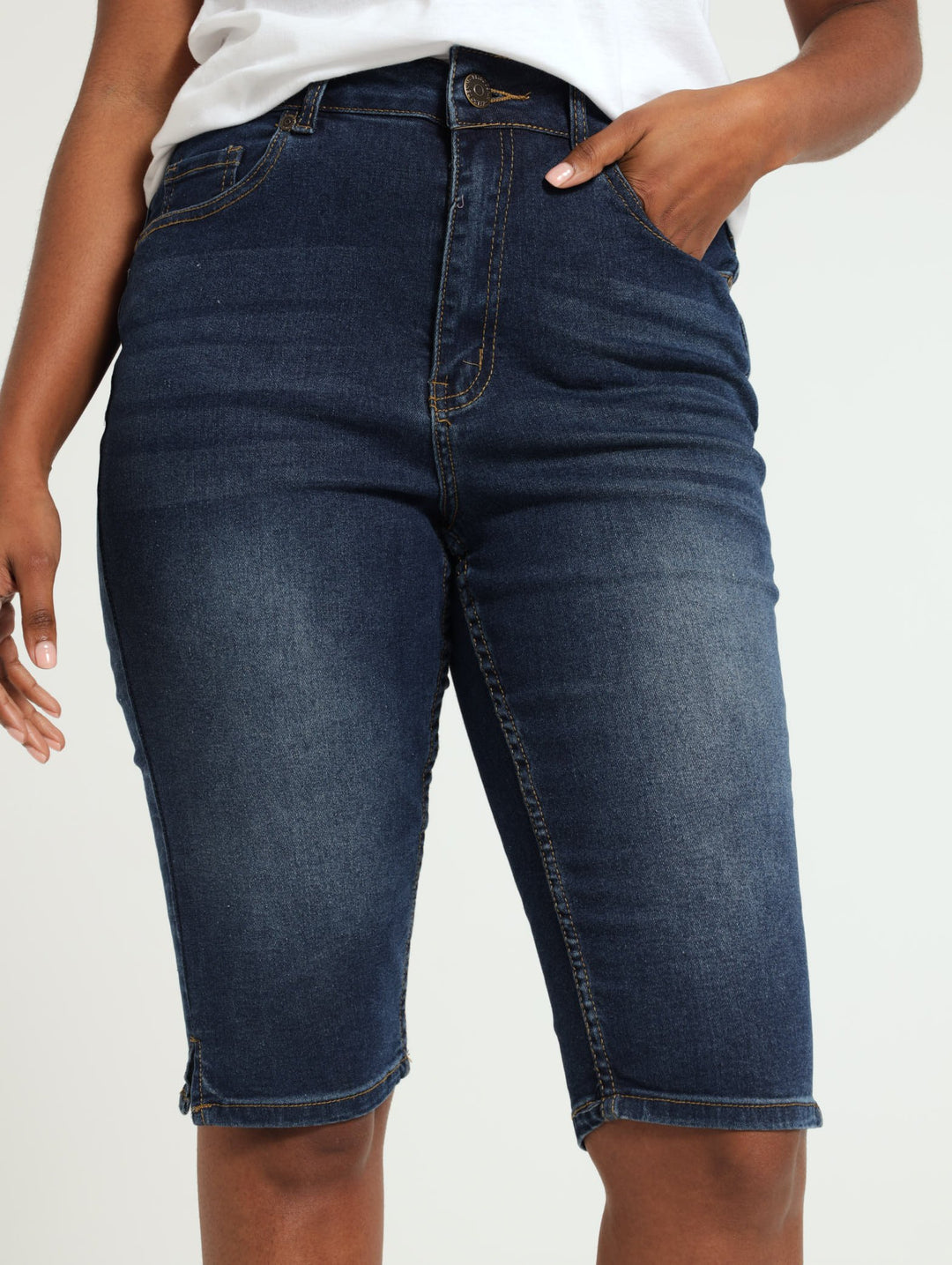 Denim Capri Shorts - Dark Blue