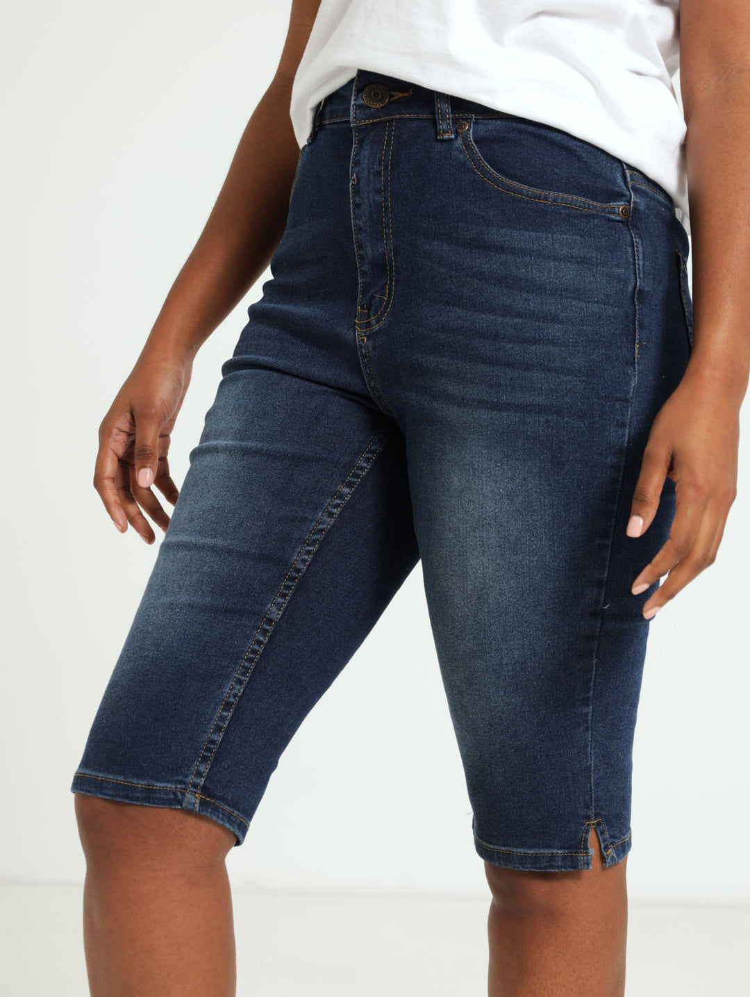 Denim Capri Shorts - Dark Blue