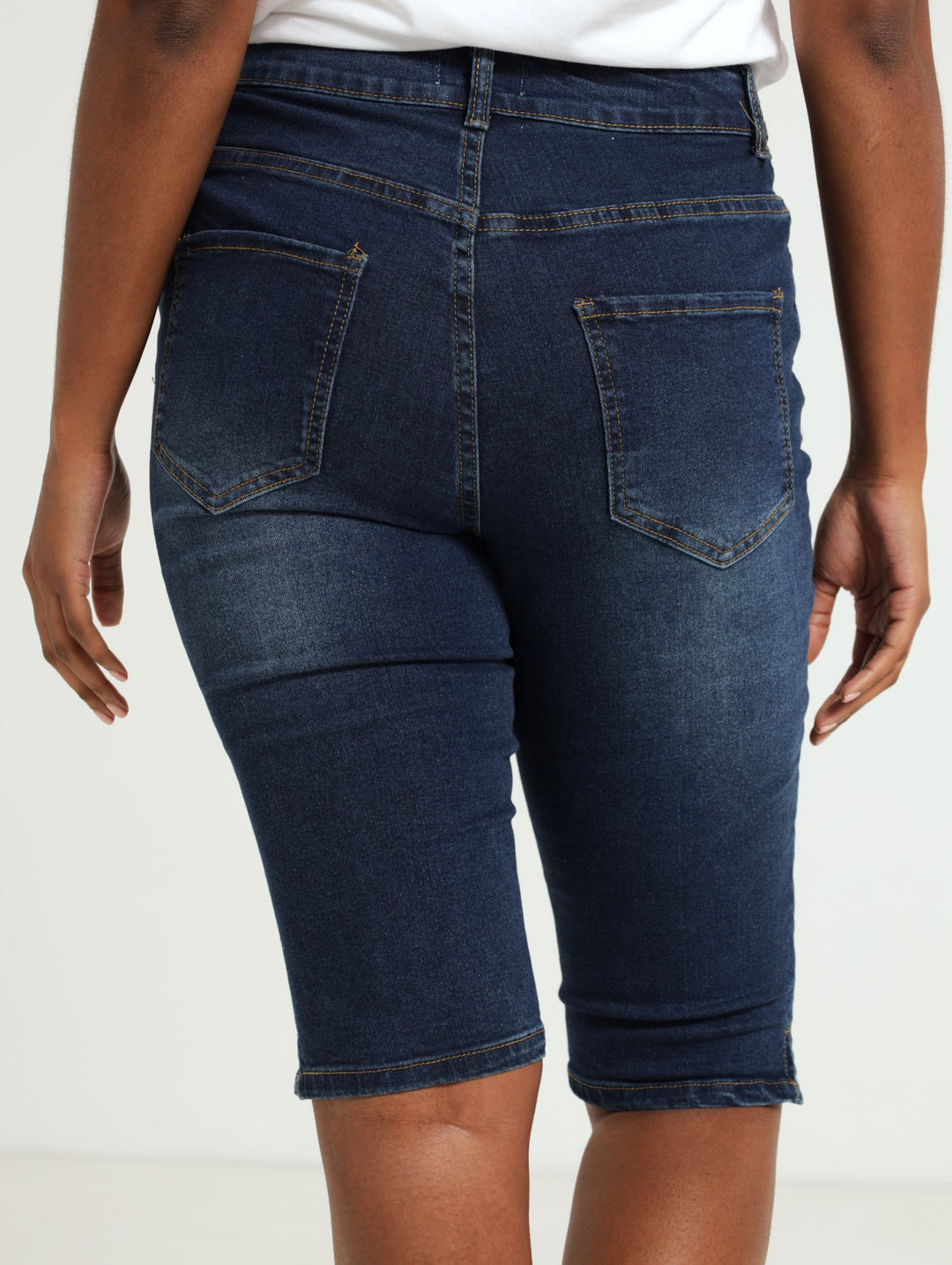 Denim Capri Shorts - Dark Blue