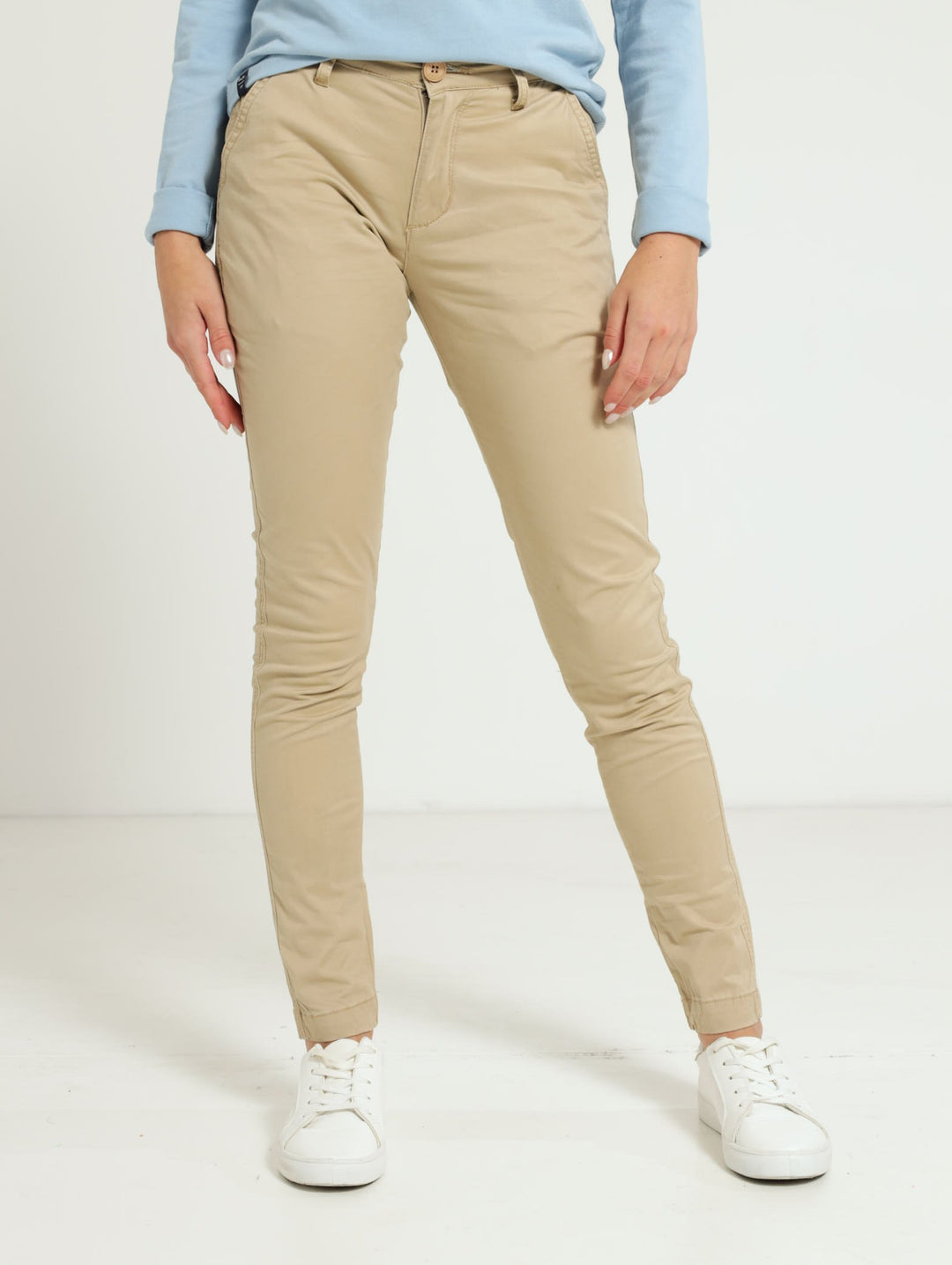Brushed Stretch Twill Chino Pants - Khaki