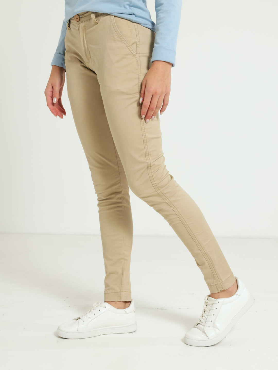 Brushed Stretch Twill Chino Pants - Khaki