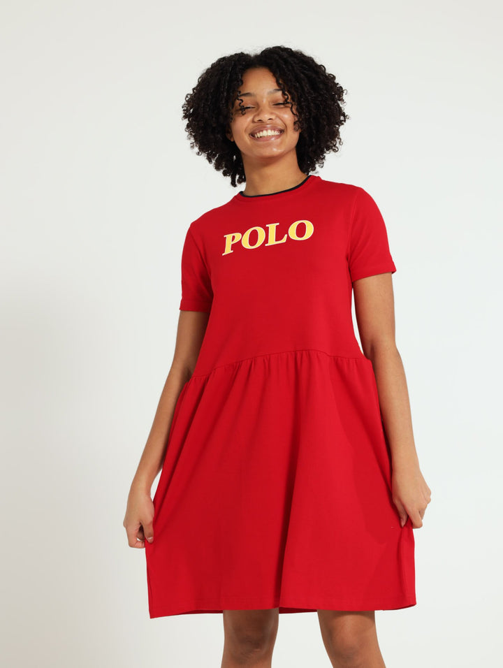 Girls Dakota Golfer Dress - Red