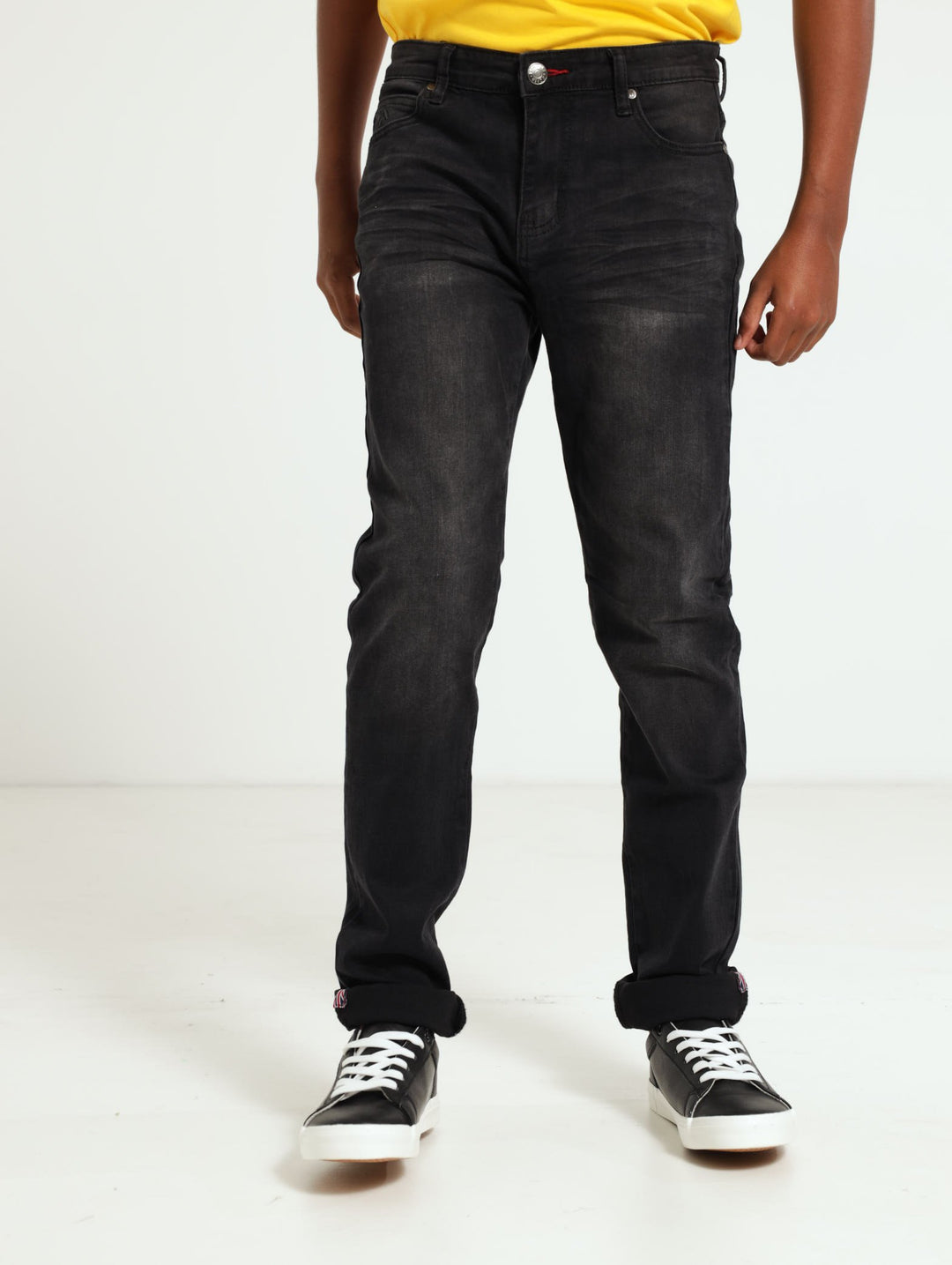 Boys Embossed Pocket Denim Jean - Black