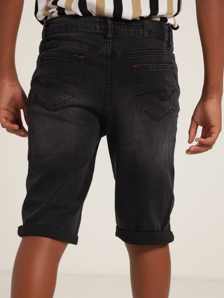 Boys Union Denim Shorts - Black Rince Wash