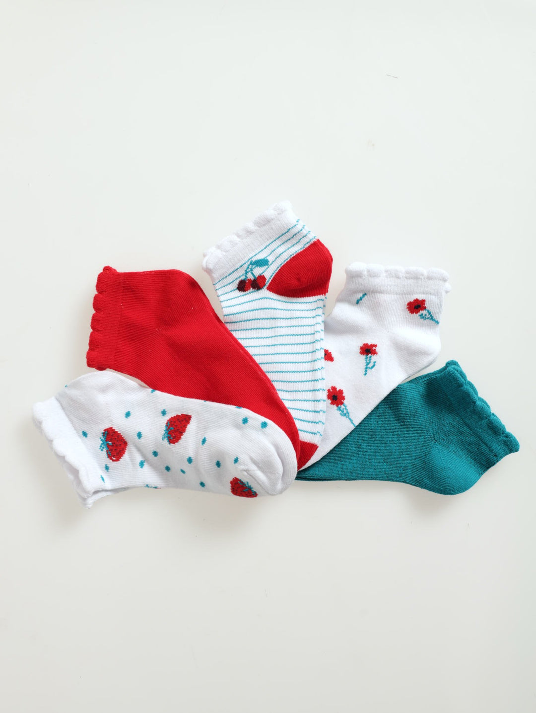 Pre-Girls 5 Pack Fruity Summer Low Cut Socks - White
