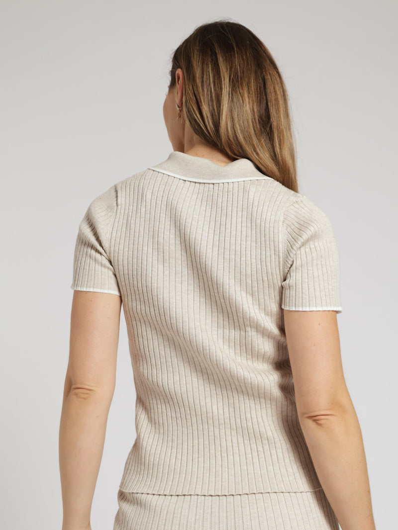 Ribbed Knitwear Golfer - Oatmeal