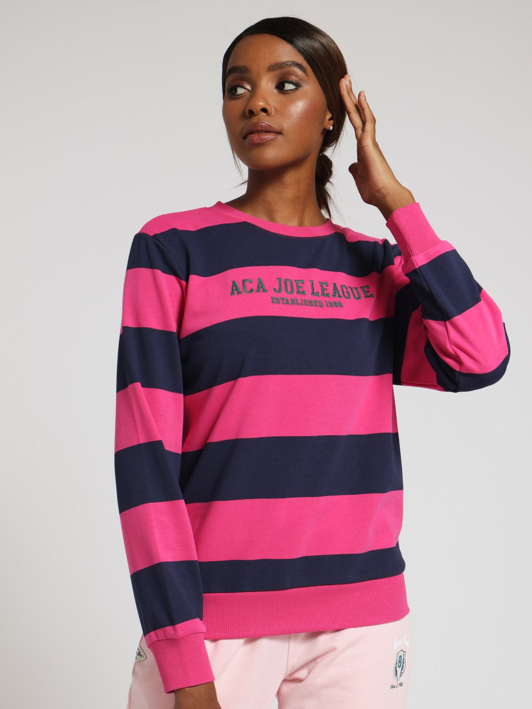 Embroidered Sweater Unbrushed Fleece Top - Fuchsia