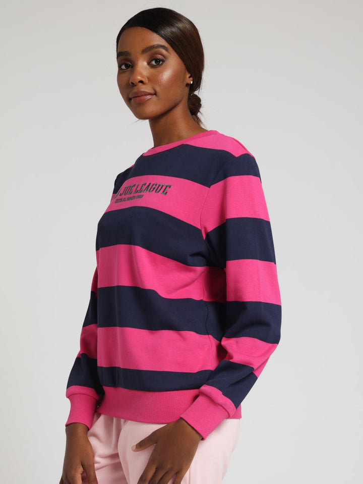 Embroidered Sweater Unbrushed Fleece Top - Fuchsia