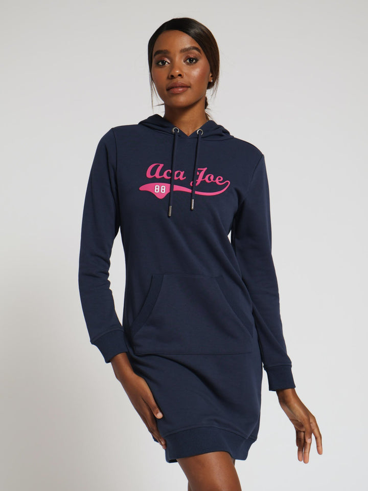 Embroidered Oversize Hooded Dress Unbrushed Fleece