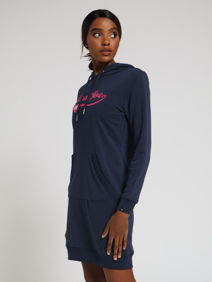 Embroidered Oversize Hooded Dress Unbrushed Fleece