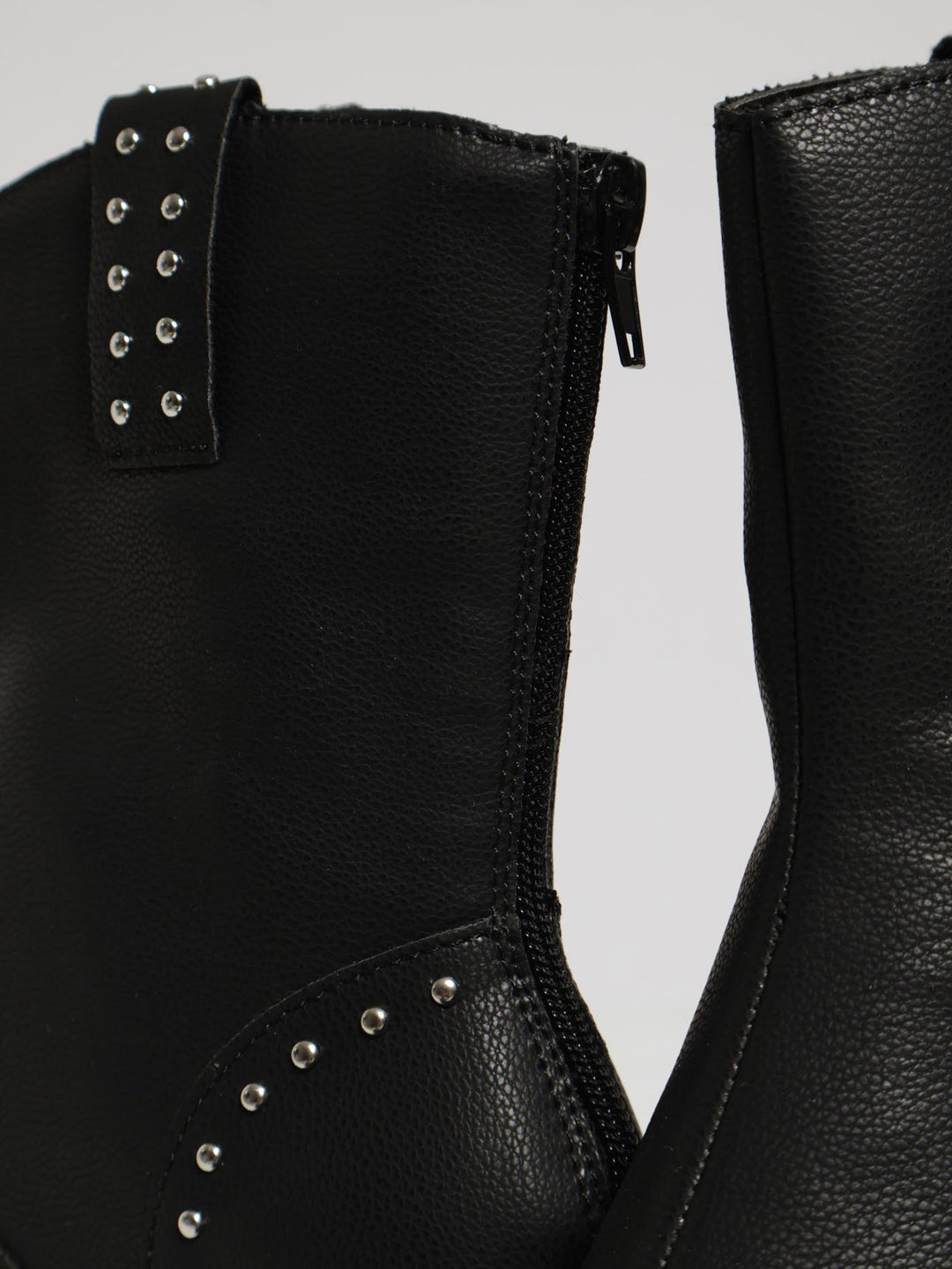 Studded Cowboy Boot With Metal Toe Cap - Black