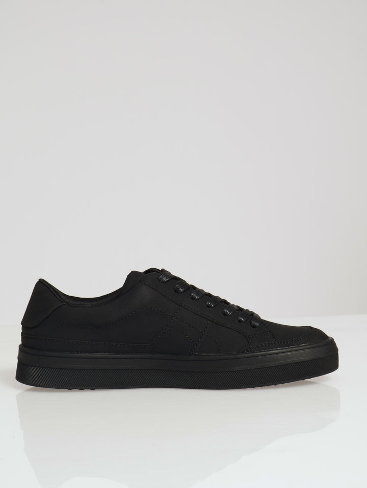 Kiaro Basic Mono Lace Up Sneaker - Black
