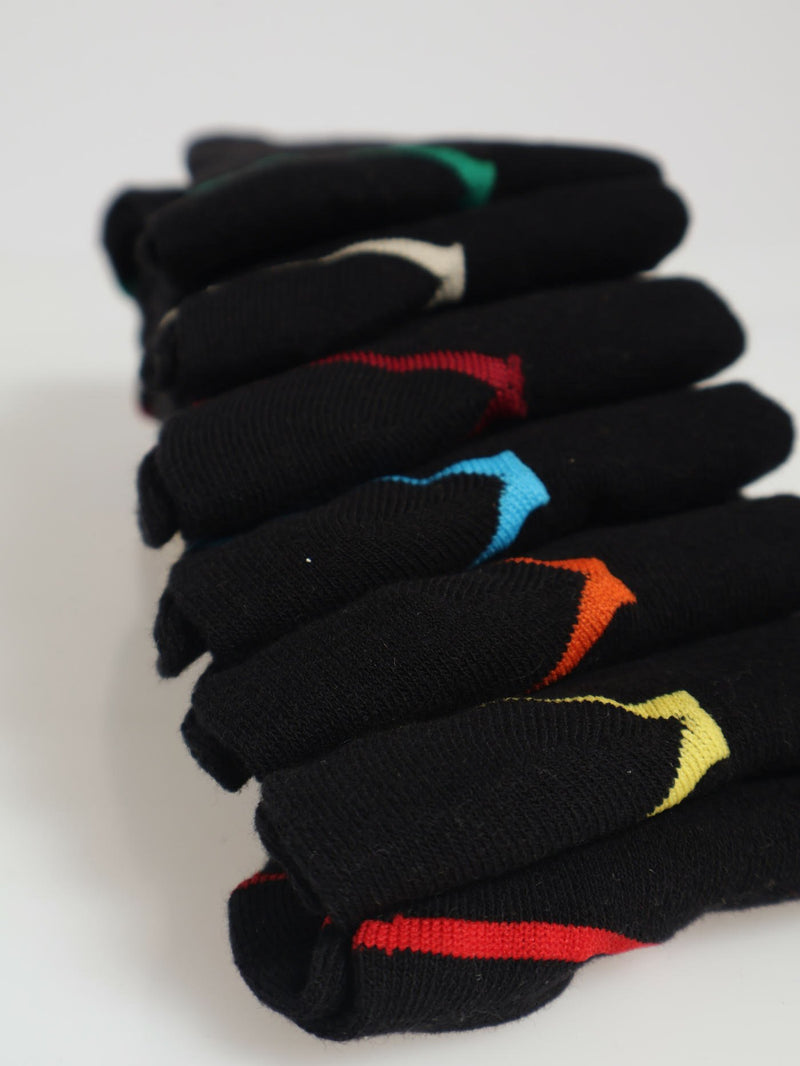 7 Pack Contrast Ribbing Heel & Toe Socks