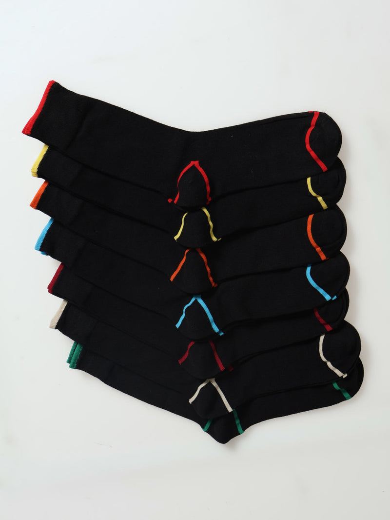 7 Pack Contrast Ribbing Heel & Toe Socks