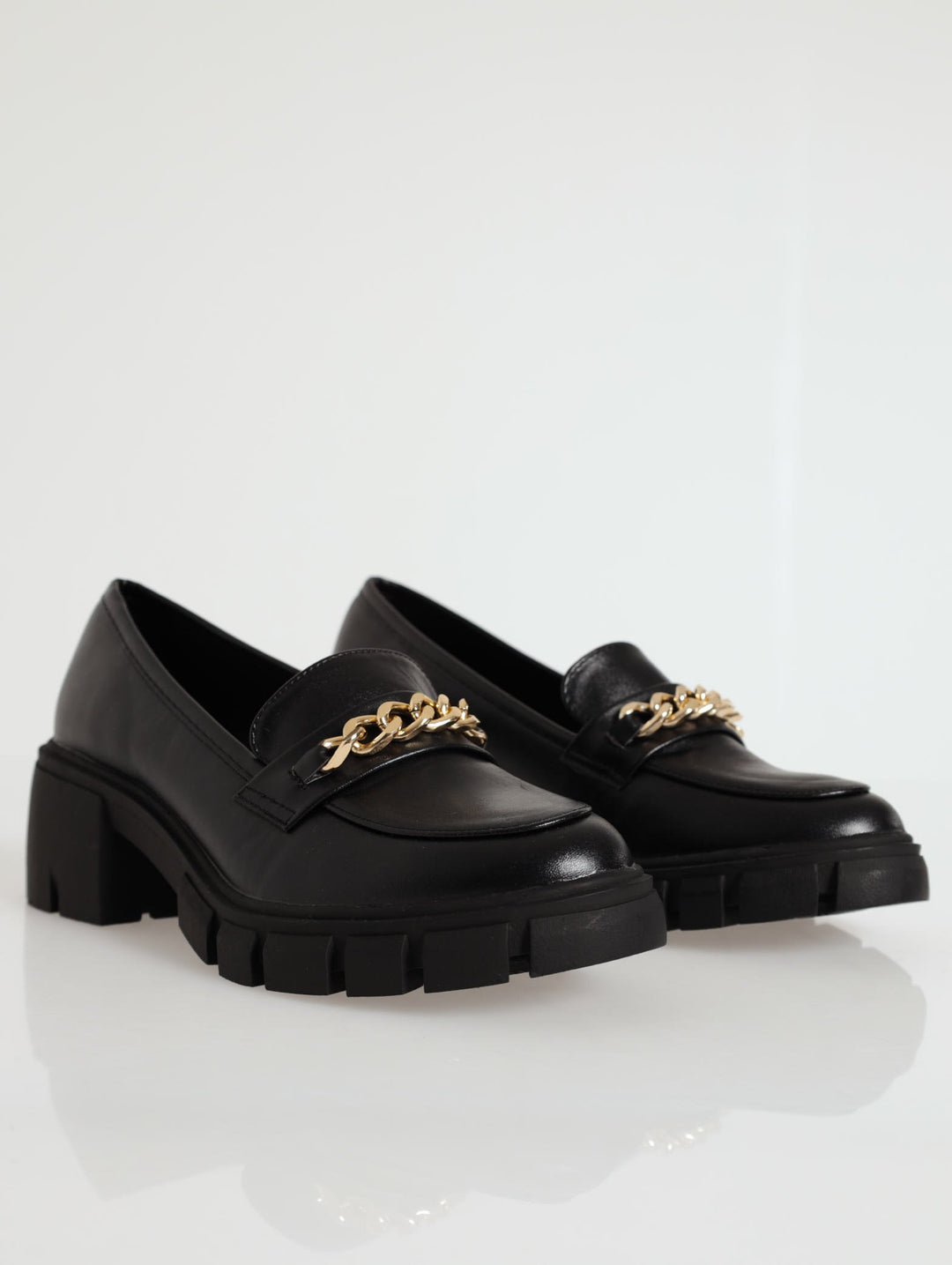 Chunky Loafer With Chain Detail - Black