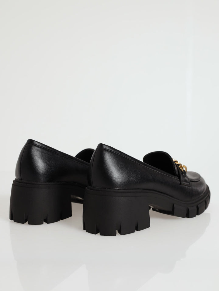 Chunky Loafer With Chain Detail - Black