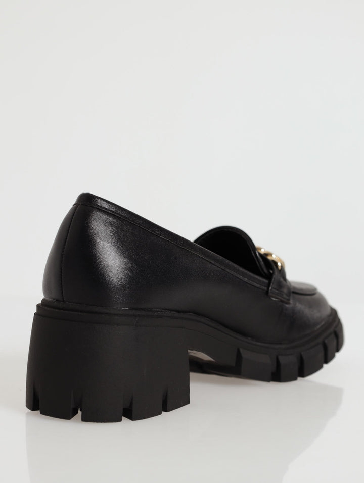 Chunky Loafer With Chain Detail - Black