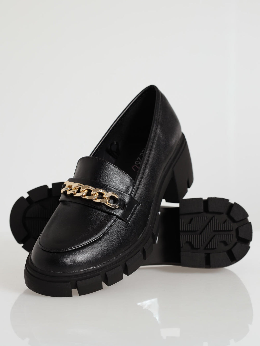 Chunky Loafer With Chain Detail - Black