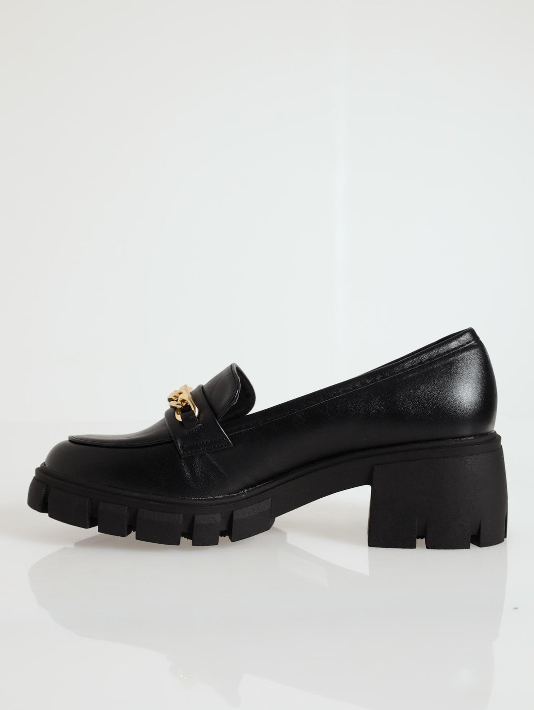 Chunky Loafer With Chain Detail - Black