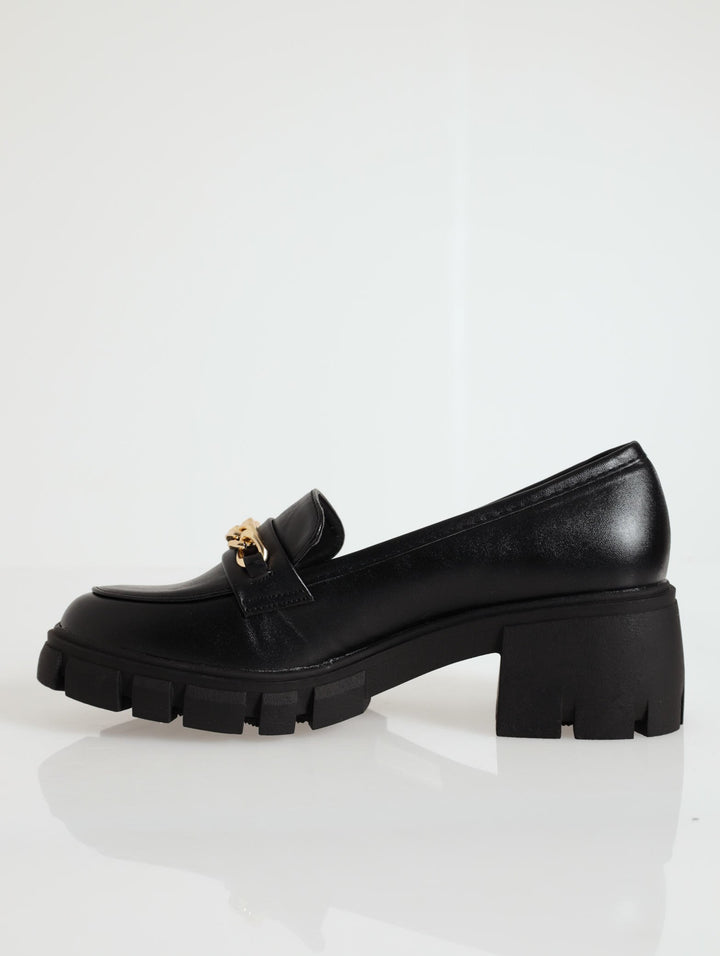 Chunky Loafer With Chain Detail - Black