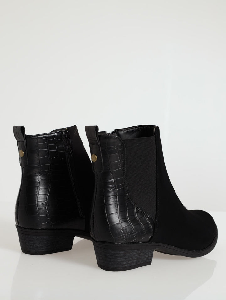Fabric Chelsea Ankle Boot - Black