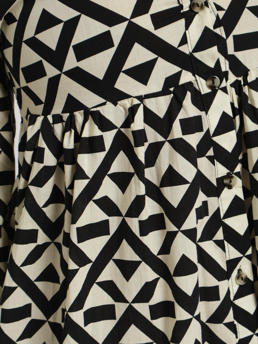 Long Sleeve Tiered Maxi Shirt Dress - Black/Beige