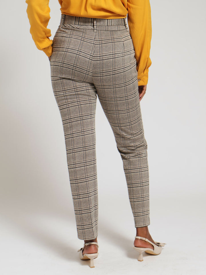 Belted Tartan Check Tapered Pants