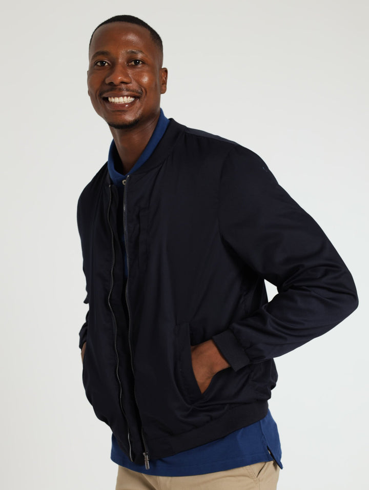 Formal Bomber Jacket - Navy