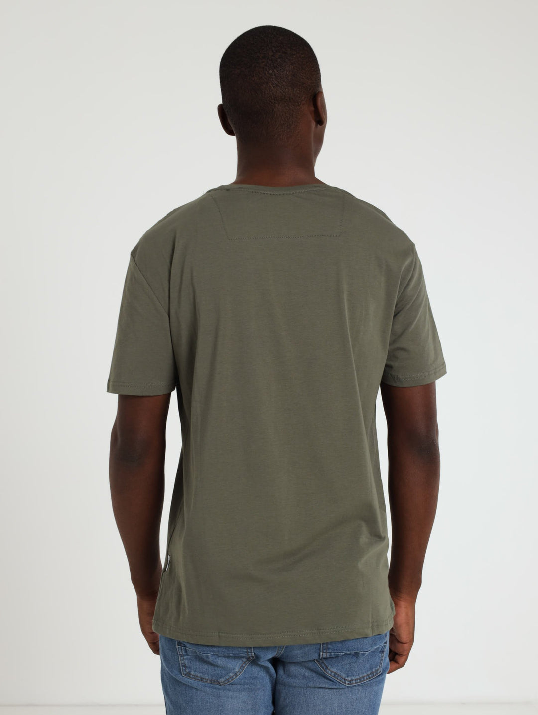 Metal And Leather Badge Tee - Olive