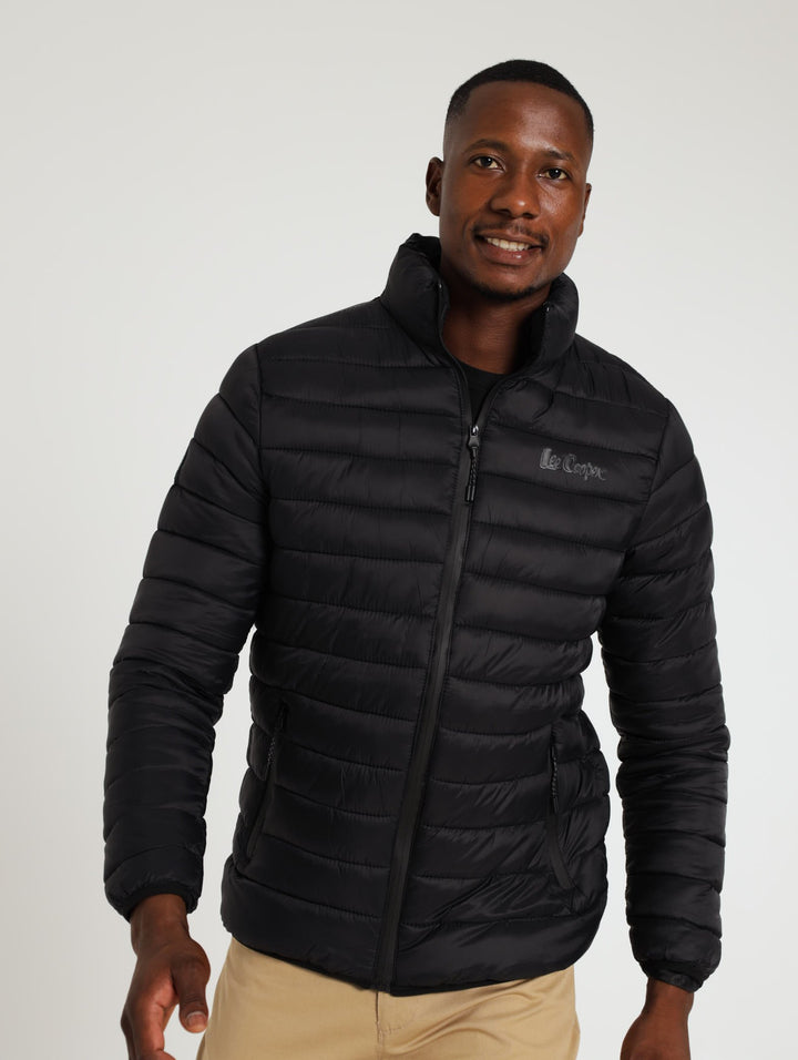 Puffer Jacket With Fluffy Inner - Black
